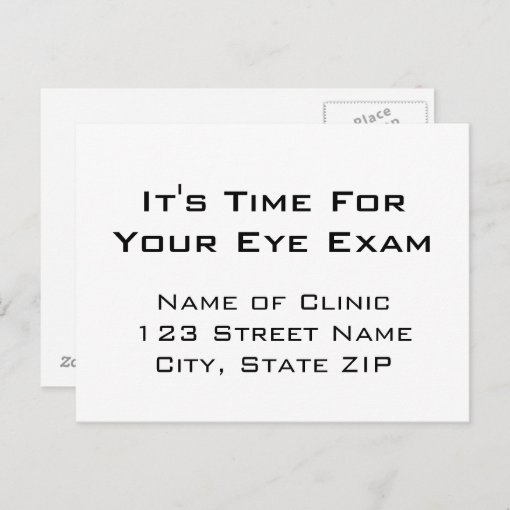 Eye Exam Appointment Reminder Eye Chart Style Postcard Zazzle