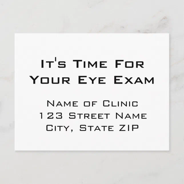 Eye Exam Appointment Reminder Eye Chart Style Postcard Zazzle