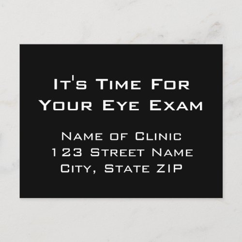 Eye Exam Appointment Reminder From Clinic Postcard
