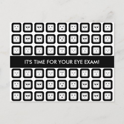 Eye Exam Appointment Reminder Modern Faces Glasses Postcard