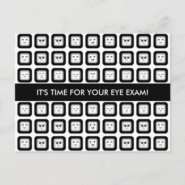 Eye Exam Appointment Reminder Modern Faces Glasses Postcard Zazzle