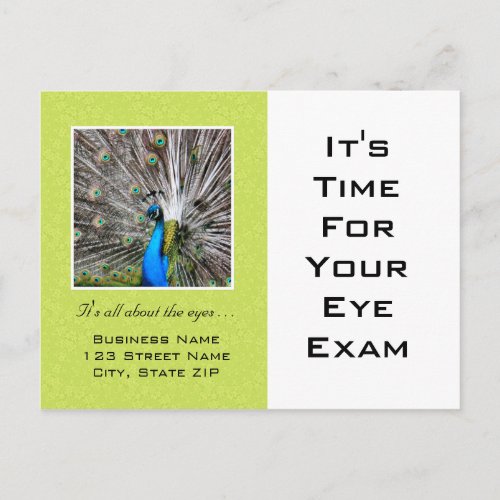 Eye Exam Appointment Reminder Peacock Eyes Postcard