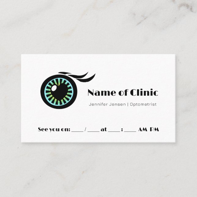 Eye Exam Modern Heart Iris Appointment Reminder Card (Front)