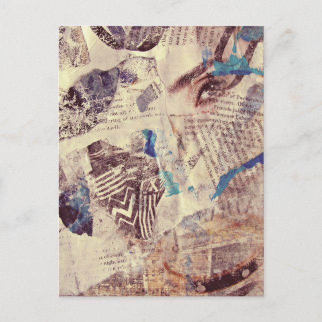 Eye Fashion Abstract Mixed Media Collage  Postcard (Front)