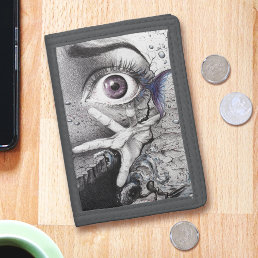 Eye fish and hand Dark Fantasy Surreal art Cool Tri-fold Wallet
