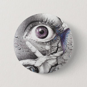 Eye fish and hand Dark Surreal art Cool drawing Button