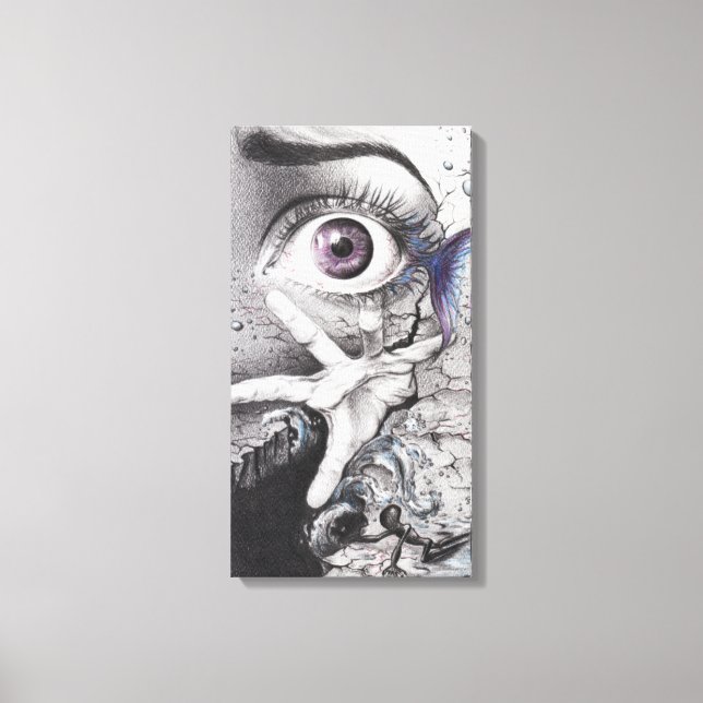 Eye fish and hand Dream Surreal drawing art Canvas Print (Front)