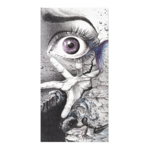 Eye fish and hand Dream Surreal drawing art Card