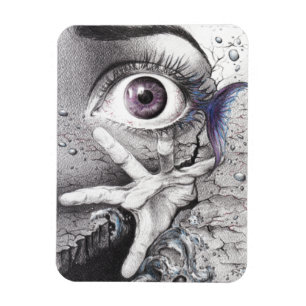 Eye fish and hand dream Surreal drawing art Magnet