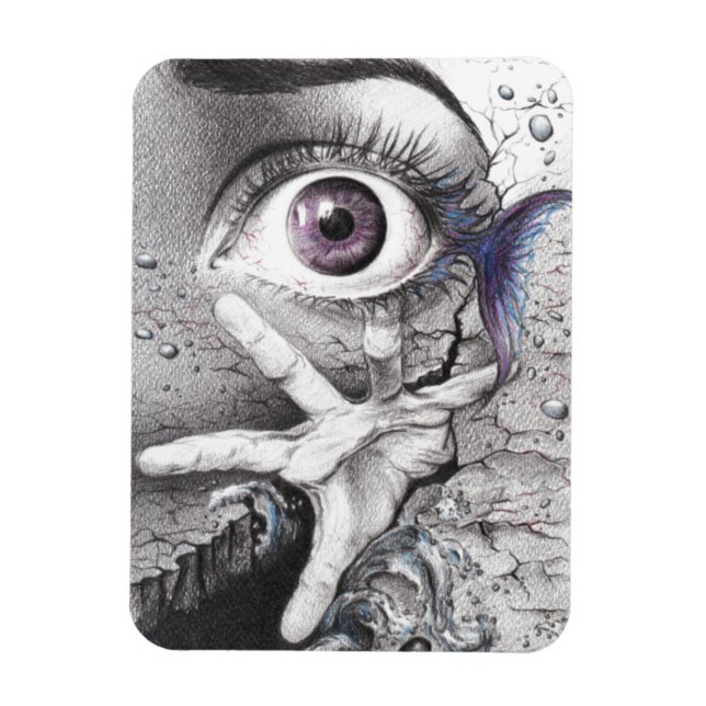 Eye fish and hand dream Surreal drawing art  Magnet (Vertical)
