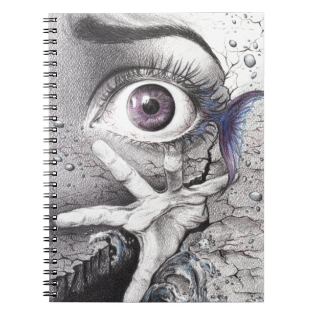 Eye fish and hand dream Surreal drawing art Notebook (Front)