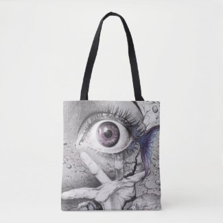 Eye fish and hand dream Surreal drawing art