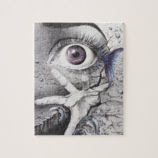 Eye fish and hand surreal pencil drawing art