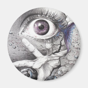 Eye fish and hand surreal pencil drawing art magnet
