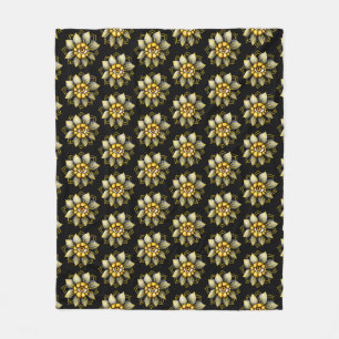 Eye Flower in Black and Yellow - Fun Halloween Fleece Blanket