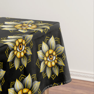 Eye Flower in Black and Yellow - Fun Halloween Tablecloth