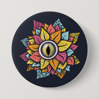 Eye Flower Spooky Colorful Weird Surreal Art Button