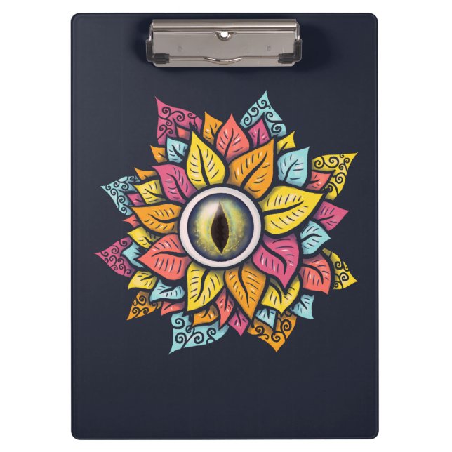 Eye Flower Spooky Colorful Weird Surreal Art Clipboard (Front)
