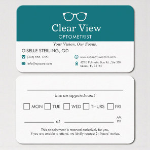Eye Glass Office Appointment Reminder Business Card