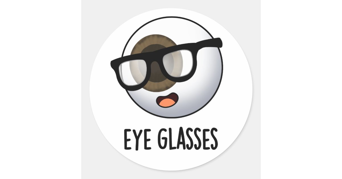 Eye Glasses Funny Eyeball Puns Classic Round Sticker | Zazzle