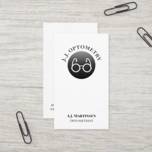 Eye Glasses on a Black Button Business Card