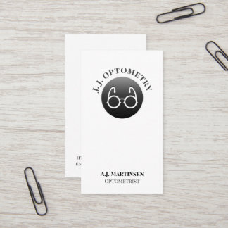 Eye Glasses on a Black Button Business Card