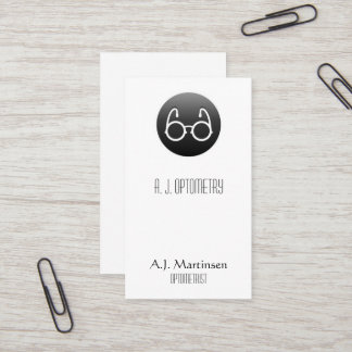Eye Glasses on a Black Button Business Card