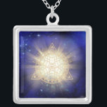 *~* Eye Golden Totem - Sacred Geometry Light Rays Silver Plated Necklace<br><div class="desc">Square JEWELRY WITH INTENTION (R) - Energetically Enhanced Jewelry. Sacred Geometry Triangle Mandala & 3rd Eye plus beams of light and energy. As a professional distance spiritual energy healer since 2001, I have learned, developed and utilized the power of energy healing intention. All my JEWELRY WITH INTENTION (R) carries the...</div>