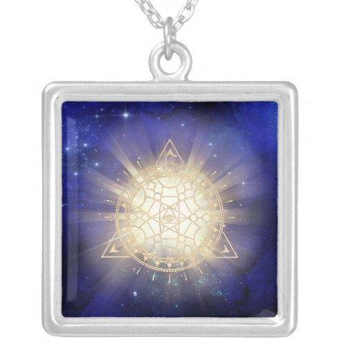  Eye Golden Totem _ Sacred Geometry Light Rays Silver Plated Necklace