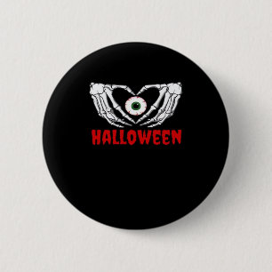 Eye Halloween - Skeleton Hands Heart Button