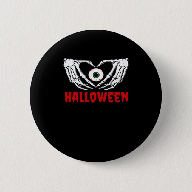 Eye Halloween - Skeleton Hands Heart Button (Front)