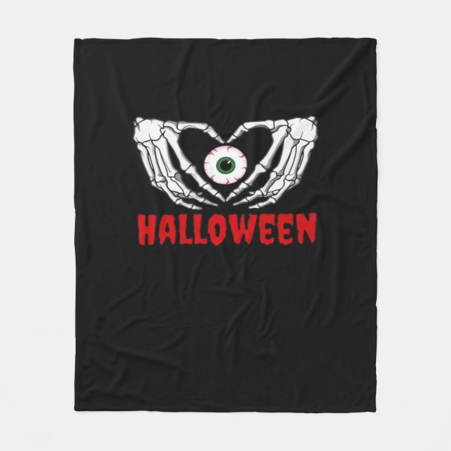 Eye Halloween - Skeleton Hands Heart Fleece Blanket (Front)
