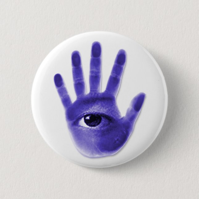 eye hand symbol pinback button (Front)