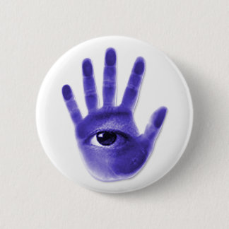 eye hand symbol pinback button