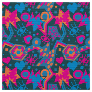 Eye heart pop art cool bright pink pattern fabric