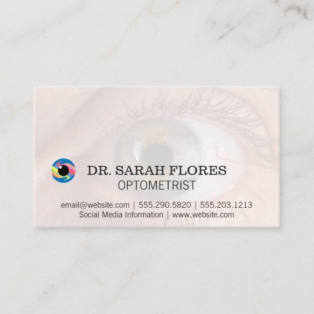 Eye Icon | Optometrist Logo Business Card (Front)