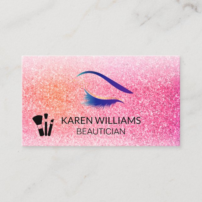 Eye Lash Glitter | Makeup Brushes Business Card (Front)