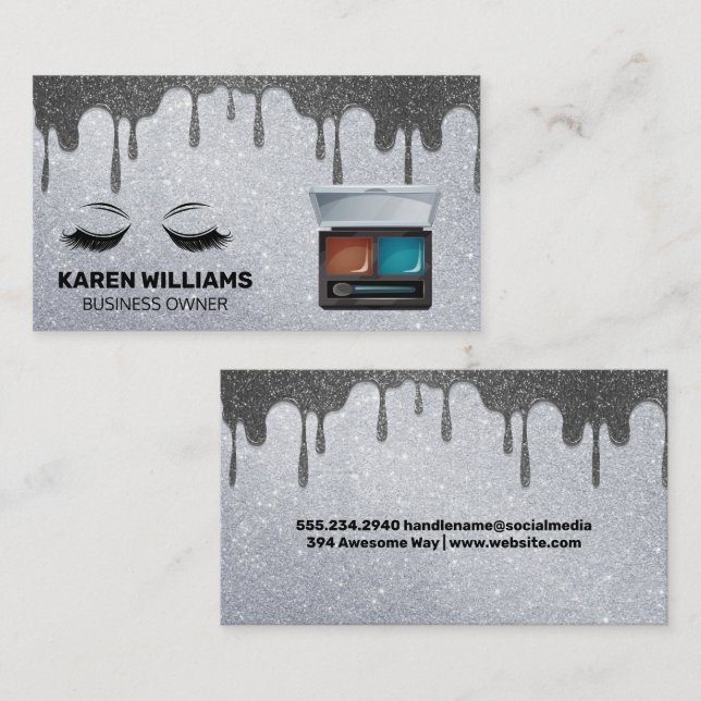Eye Lash Glitter | Makeup Kit | Glitter Drip Business Card (Front/Back)