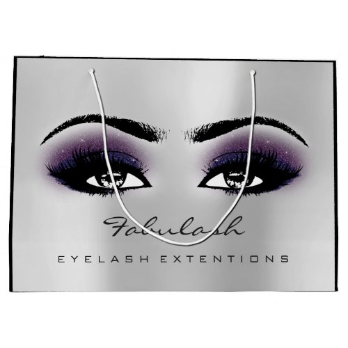 Eye Lash Plum Gray Makeup Glitter Beauty Cosmetics Large Gift Bag