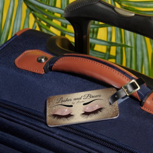 Eye Lashes and Brows _ Rose Gold  Luggage Tag