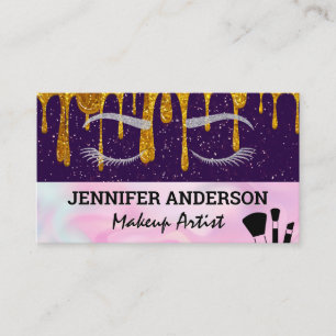 Eye Lashes Glitter Drip Makeup Brushes Loyalty Card