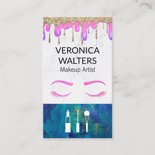 Eye Lashes | Glitter Drip Makeup  Business Card (Front)