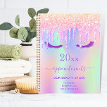 Eye lashes pink drips iridescent salon 2026 planner<br><div class="desc">A trendy iridescent colored background with unicorn and rainbow pastel colors in pink,  purple,  mint green. Decorated with drips in pink,  purple and purple eye lashes. An appointment planner for makeup artists,  hair designers,  hair and beauty salons. Purple colored letters.</div>