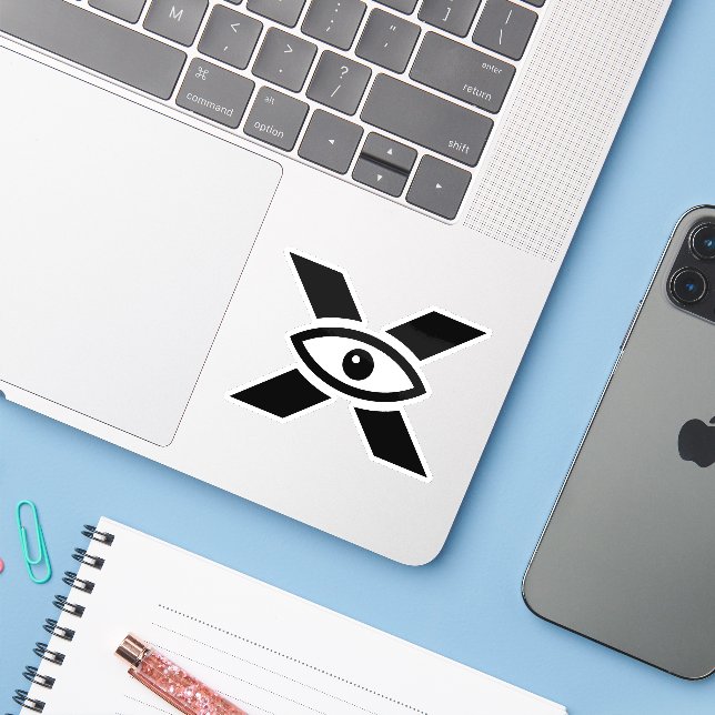 Eye Letter X Monogram Sticker (Laptop w/ iPhone)