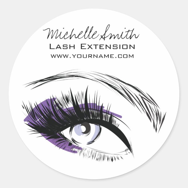 Eye long eyelashes Lash extension icon Classic Round Sticker (Front)