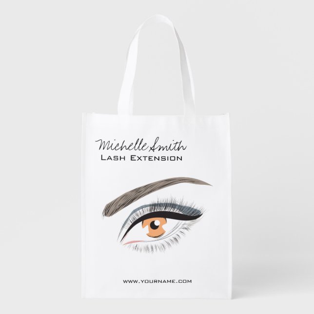 Eye long eyelashes Lash extension icon Grocery Bag (Front)