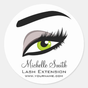 Eye long lashes Lash Extension company branding Classic Round Sticker