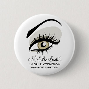 Eye long lashes Lash Extension company branding Pinback Button
