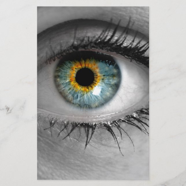 Eye looks to viewer concept macro stationery (Front)