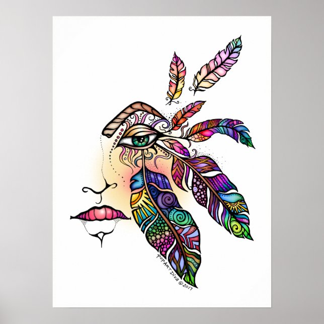 EYE Love FEATHERS Fantasy Art 18x24 Poster (Front)